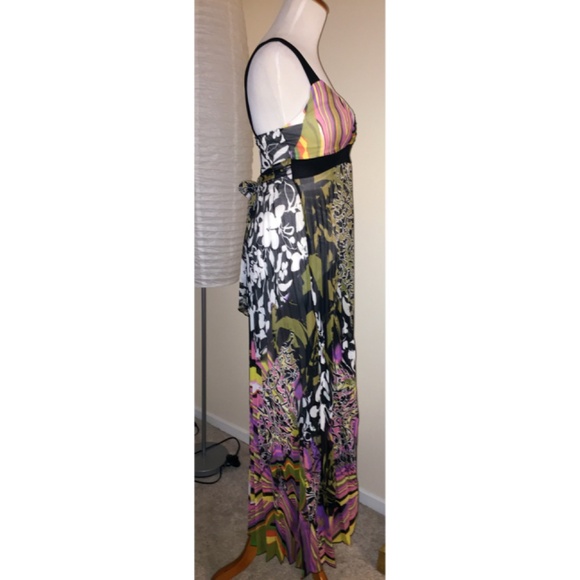NWT! Nina Piu Sleeveless Colorful Pleated Maxi Dress, V-Neck, Small - Picture 3 of 7
